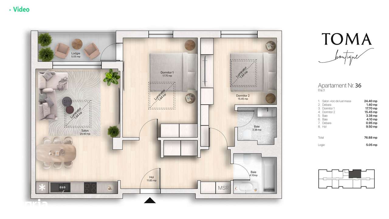 Apartament 3 camere, central, zona de case, bloc 2025-18