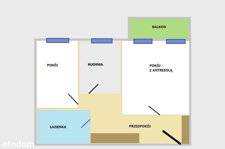 Mieszkanie, 2 pok. – BEZPOŚREDNIO -Grabiszynek, kamienica, cegła, 2 pok., rozkład, balkon