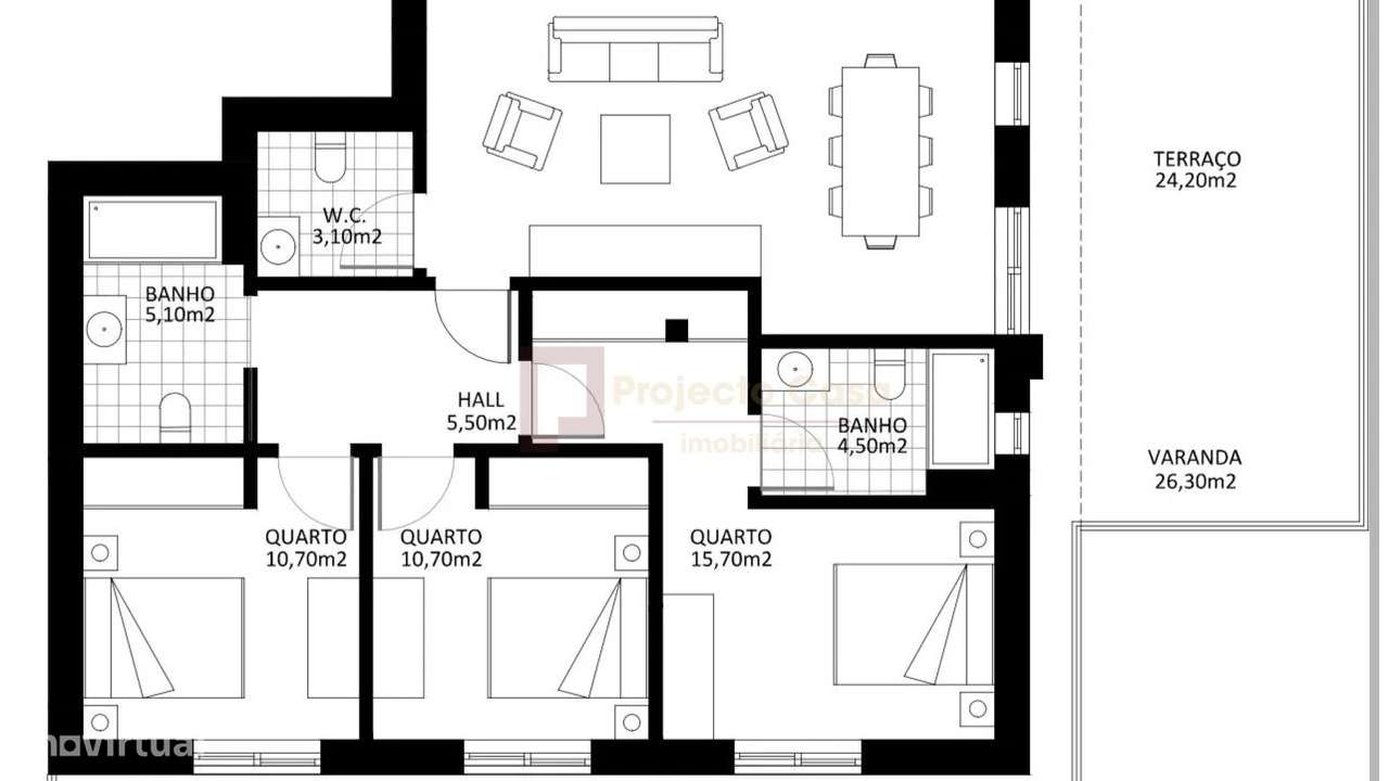 Apartamento T3 Novo com Terraço junto ao Metro-5