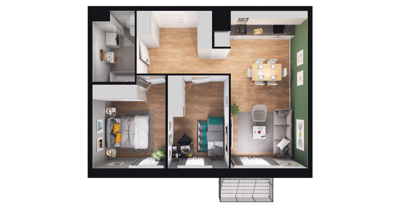 3-pokojowe mieszkanie 55m2 + balkon Bezpośrednio - Pełny obrazek: 2/7