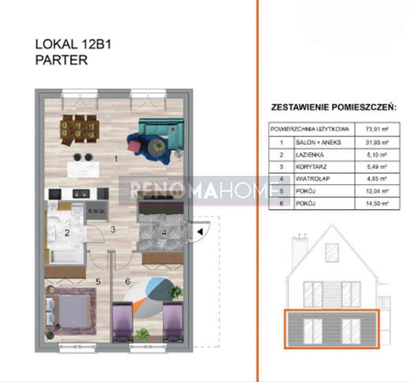 Bezczynszowe mieszkanie | 3 pokoje | Ogród | - Pełny obrazek: 5/5