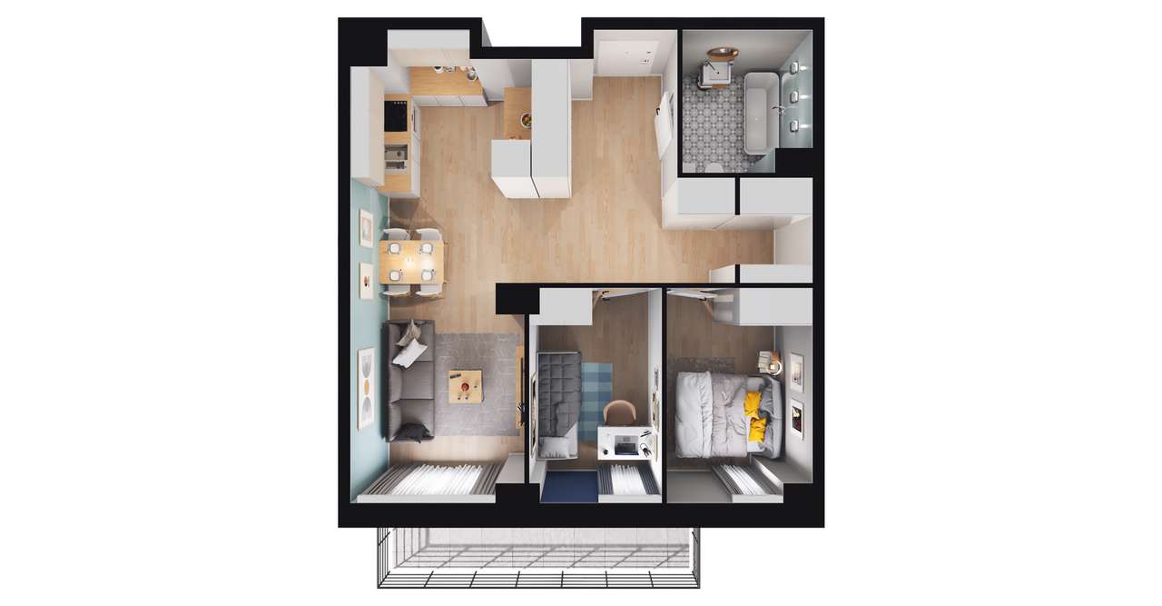 3-pokojowe mieszkanie 56m2 + balkon Bez Prowizji - Pełny obrazek: 2/8