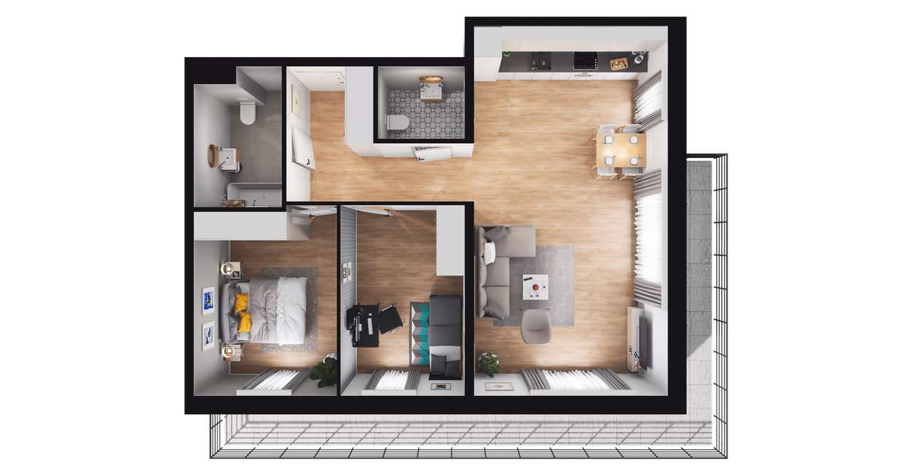 3-pokojowe mieszkanie 69m2 + balkon Bez Prowizji - Pełny obrazek: 2/8