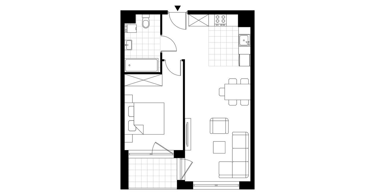 2-pokojowe mieszkanie 45m2 + loggia Bezpośrednio - Pełny obrazek: 3/8