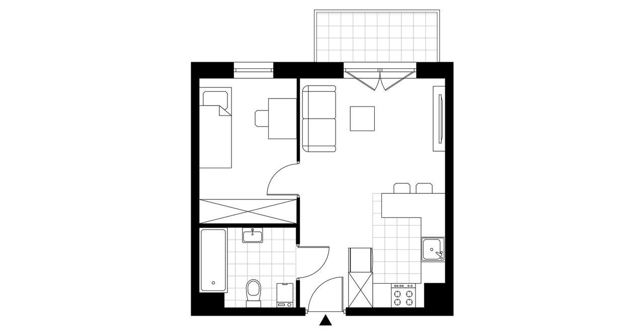 2-pokojowe mieszkanie 33m2 + balkon - Pełny obrazek: 3/8