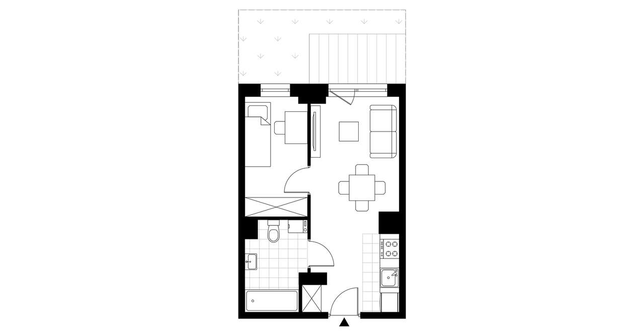 1-pokojowy apartament inwestycyjny 31m2 + ogródek - Pełny obrazek: 3/8