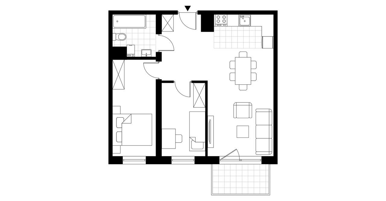 3-pokojowe mieszkanie 54m2 + balkon Bezpośrednio - Pełny obrazek: 3/8