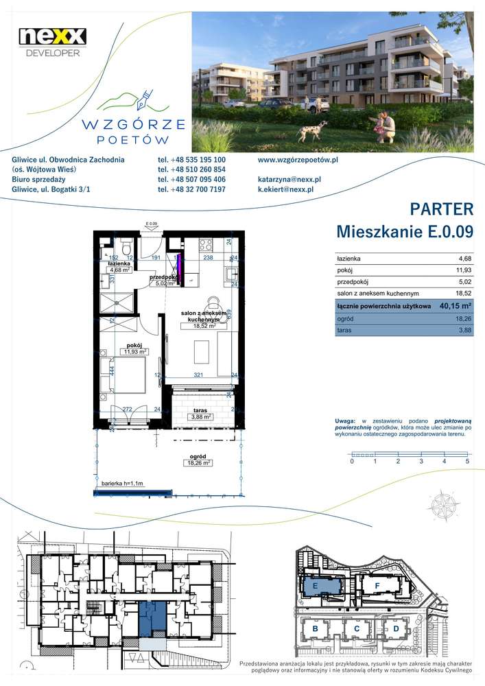 2-pokojowe mieszkanie 40m2 + ogródek Bezpośrednio - Pełny obrazek: 2/7