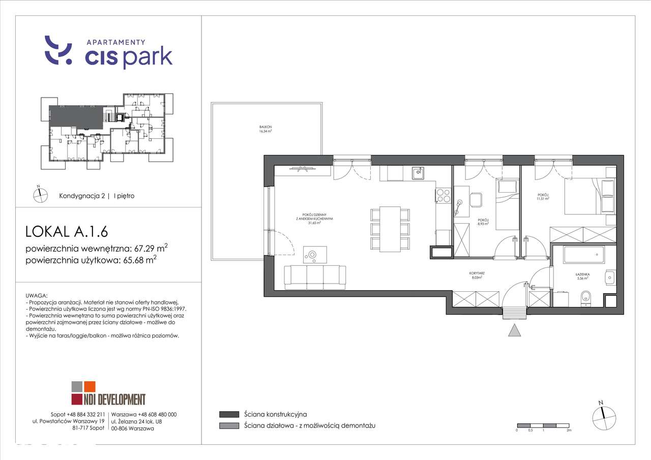 3-pokojowe mieszkanie 64m2 + balkon - Pełny obrazek: 2/9