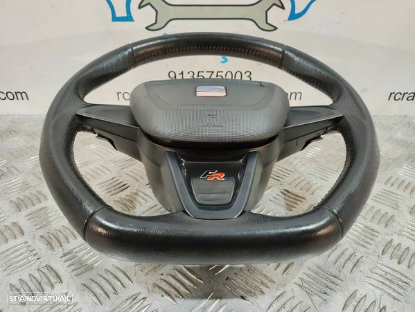 VOLANTE GUIADOR COMPLETO FLAT BOTTOM SEAT IBIZA IV 4 MK4 6J FR 6J0419091 PELE PERFURADA PATILHAS AIRBAG - 3