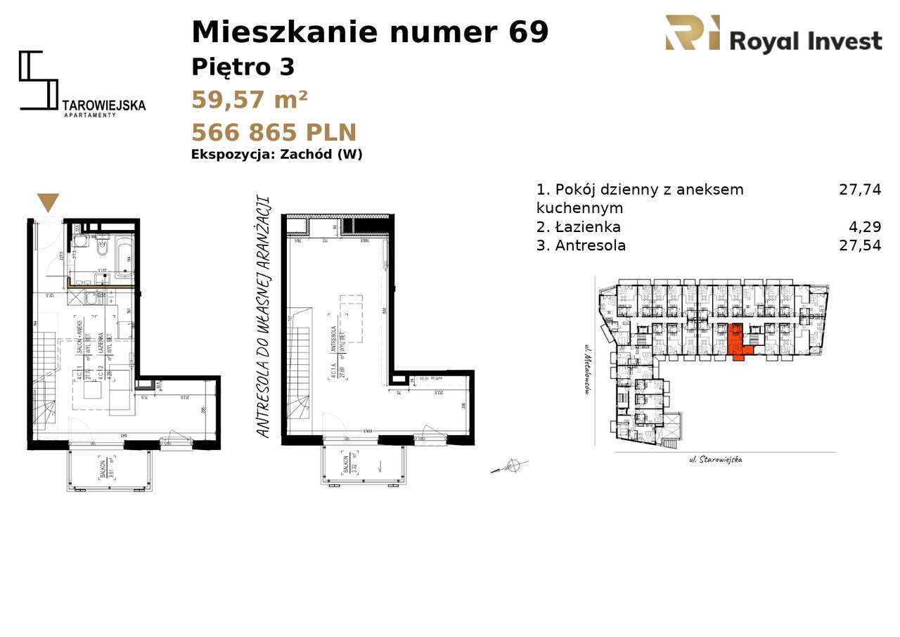 Mieszkanie M69 Apartamenty Starowiejska, Andrychów - Pełny obrazek: 3/8