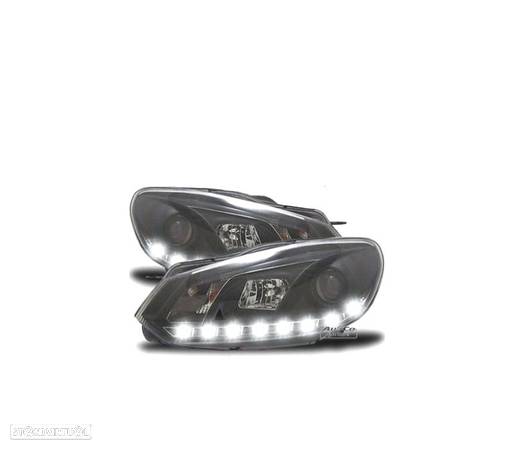 FAROIS PARA VOLKSWAGEN VW GOLF 6 08-12 DRL INSIDE PRETOS - 1