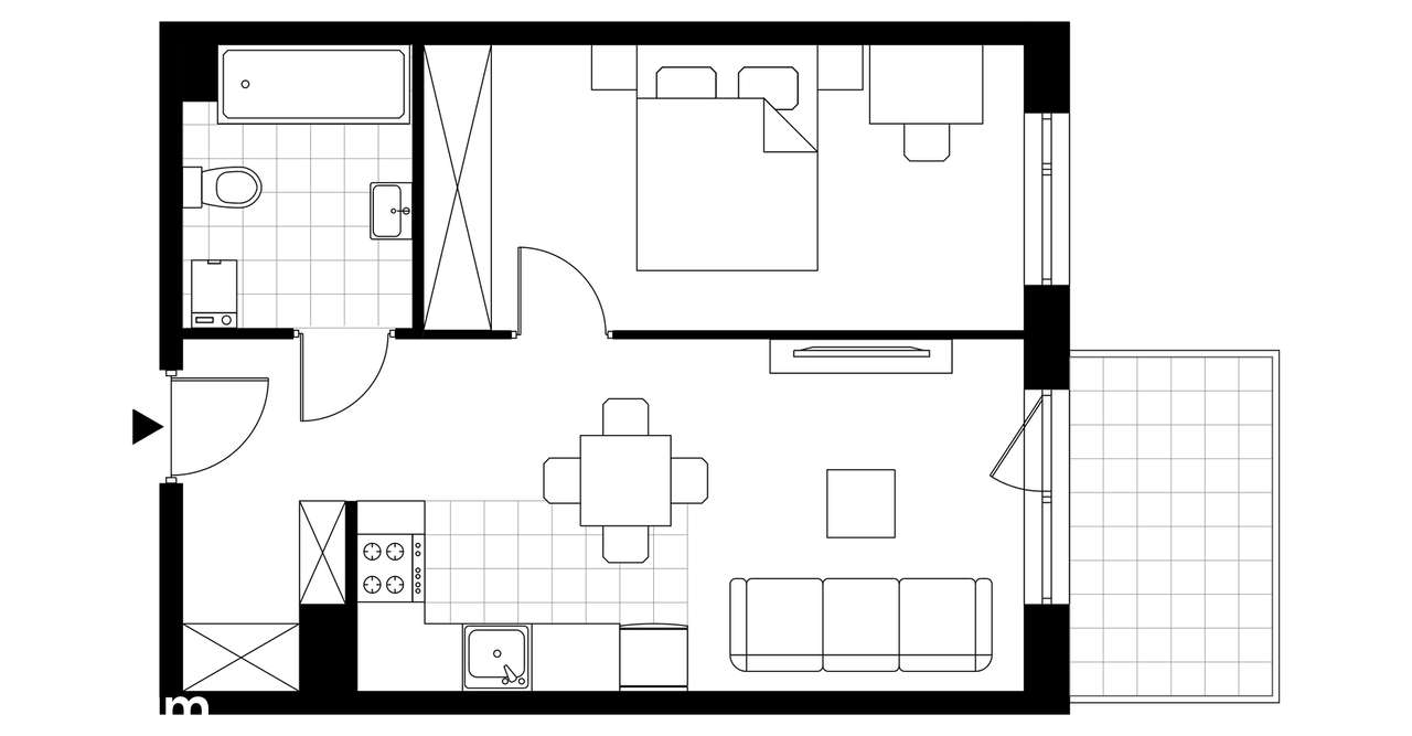 2-pokojowe mieszkanie 40m2 + balkon - Pełny obrazek: 2/8