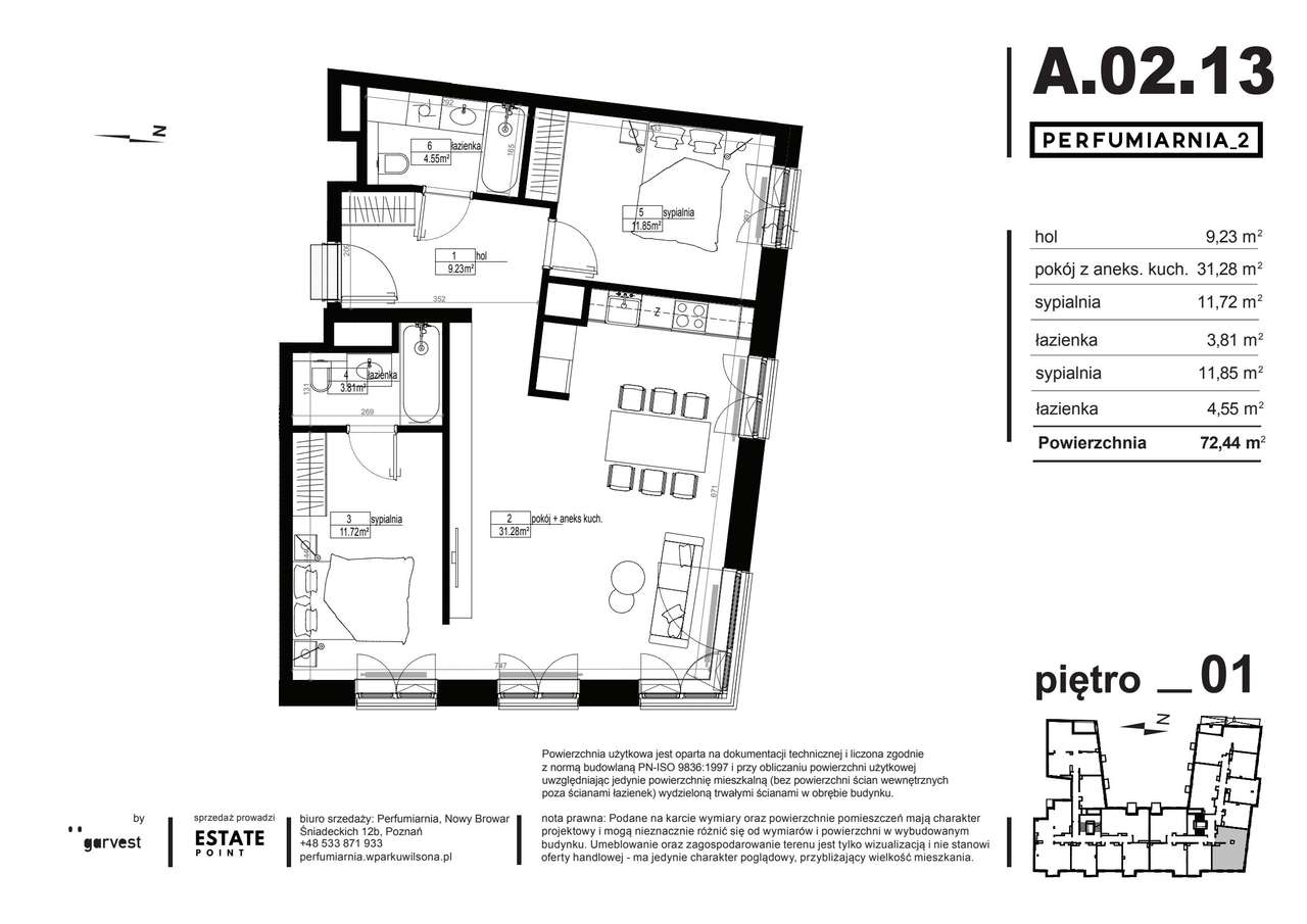 Perfumiarnia 2 | mieszkanie 72,44  m² | A.02.13 - Pełny obrazek: 2/7
