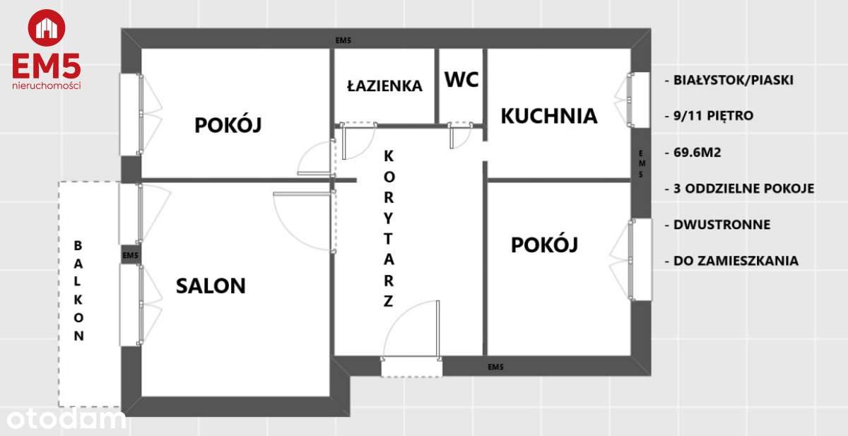 Wynajem 3 pokoje Legionowa - Pełny obrazek: 3/6