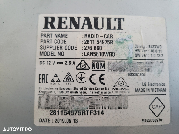 Navigatie Originala Renault Master An 2019-2020-2021-2022 Completa Cu Suport Cod 281154975R Dezmembrez Renault Master 3/4 An 2019-2020-2021-2022 2.3 Dci Cod Motor M9T F716 Bi-Turbo - 6