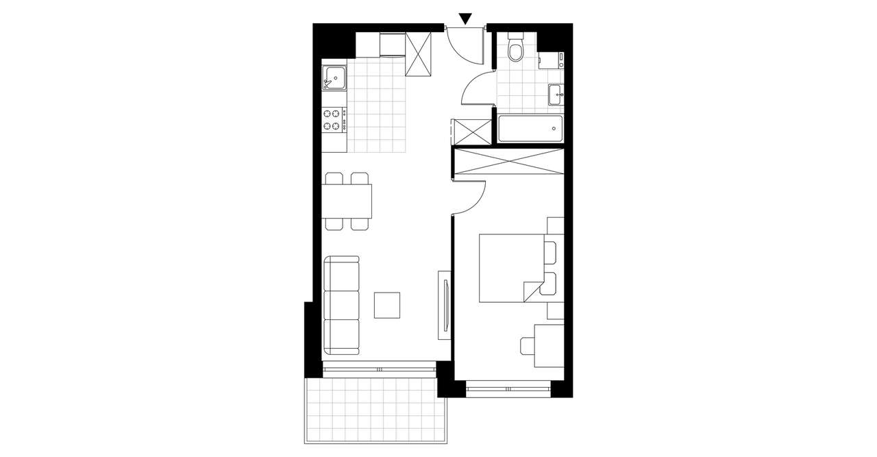 2-pokojowe mieszkanie 43 m² + balkon Bezpośrednio – pohled 4