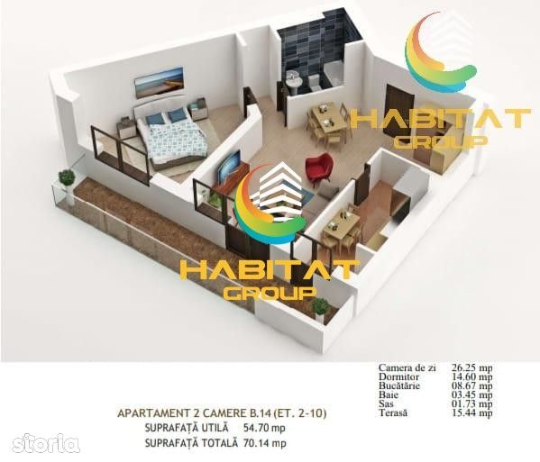 Apartament 2 camere 107000 euro la 2 minute metrou Mihai Bravu