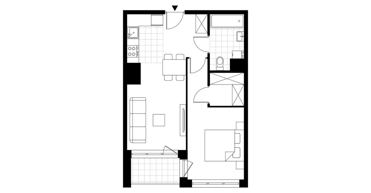2-pokojowe mieszkanie 43m2 + loggia Bezpośrednio - Pełny obrazek: 4/9