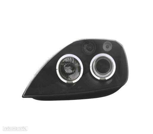 FARÓIS FRONTAIS ANGEL EYES PARA FORD FIESTA MK6 FUNDO PRETO - 3