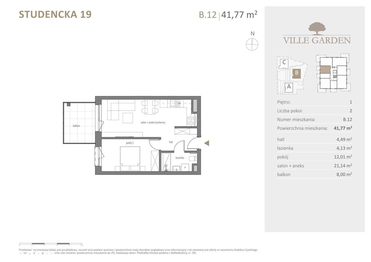 Ville Garden | mieszkanie 2-pok. | B.12 - Pełny obrazek: 3/10