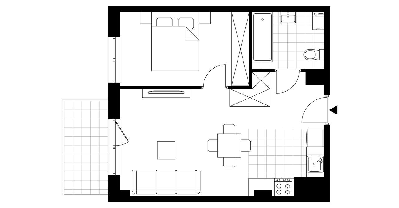 1-pokojowy apartament inwestycyjny 41m2 + balkon - Pełny obrazek: 3/8