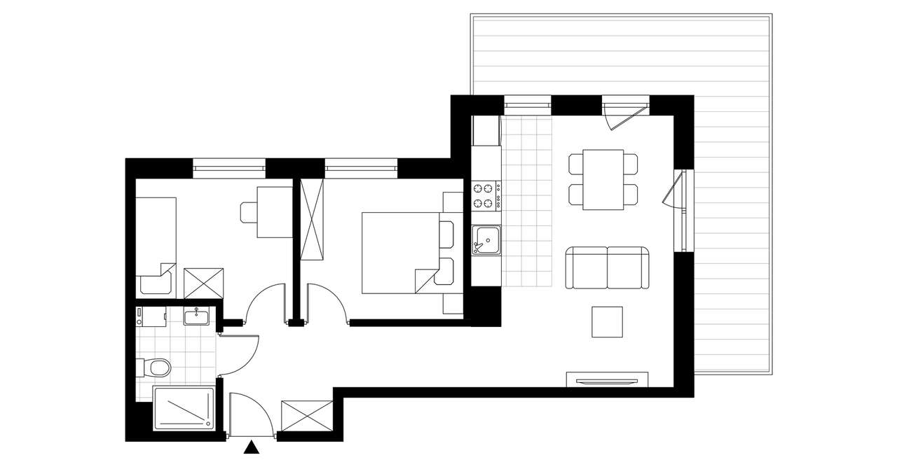3-pokojowe mieszkanie 48m2 + taras Bez Prowizji - Pełny obrazek: 4/7