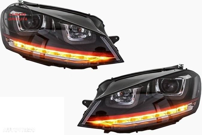 RHD Faruri 3D LED VW Golf 7 VII (2012-2017) R20 GTI Design Semnal Dinamic LED- livrare gratuita - 5