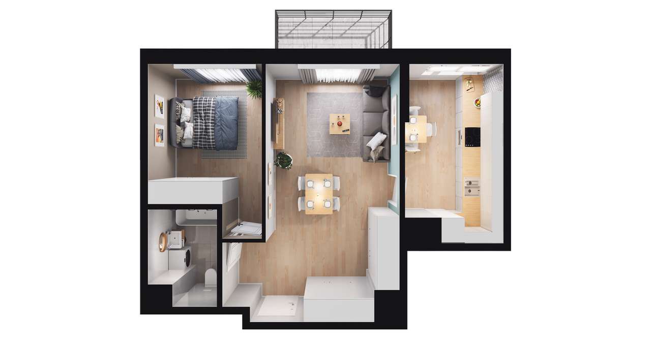 2-pokojowe mieszkanie 50m2 + balkon Bezpośrednio - Pełny obrazek: 2/8