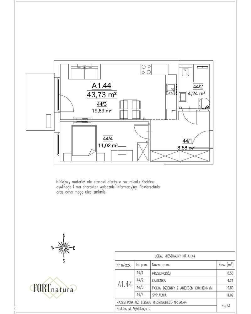 Wybickiego 5 FORTnatura gotowe do odbioru| 2-pok. | A1.44 - Pełny obrazek: 2/14