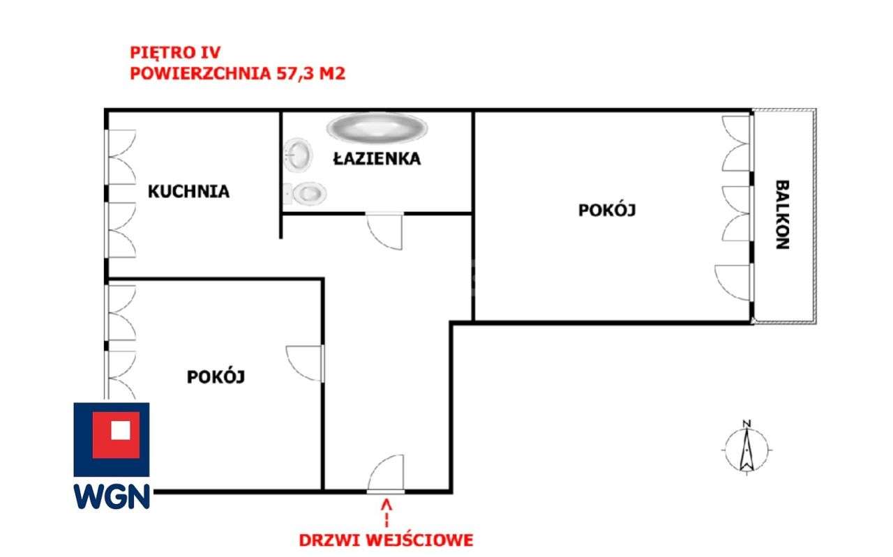 Mieszkanie, 57,30 m², Legnica-1