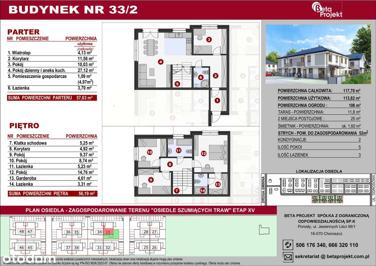 Segment 114m2 z ogródkiem 108m2 - Pełny obrazek: 2/4