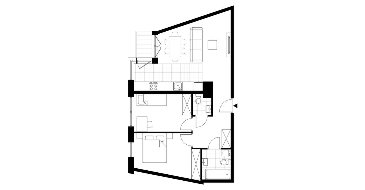 3-pokojowe mieszkanie 59m2 + loggia - Pełny obrazek: 3/7