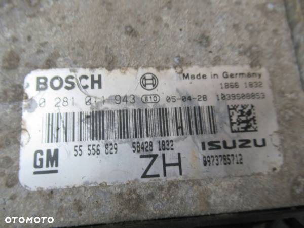 KOMPUTER STEROWNIK SILNIKA OPEL ASTRA H 1,7 CDTI 0281011943 55556829 ZH PIN - 2