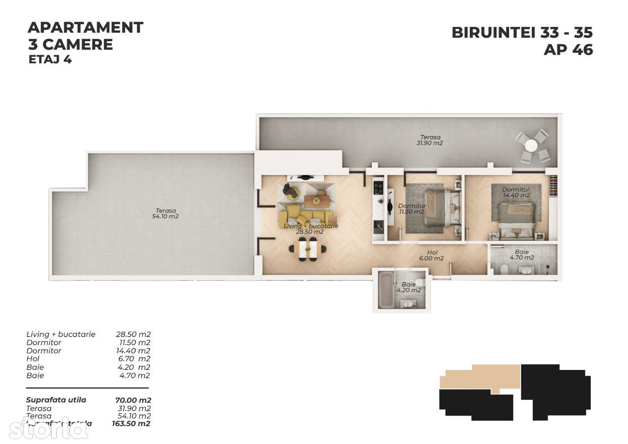 Apartament 3 camere cu terasa 86mp, Metrou Berceni (7-8min)