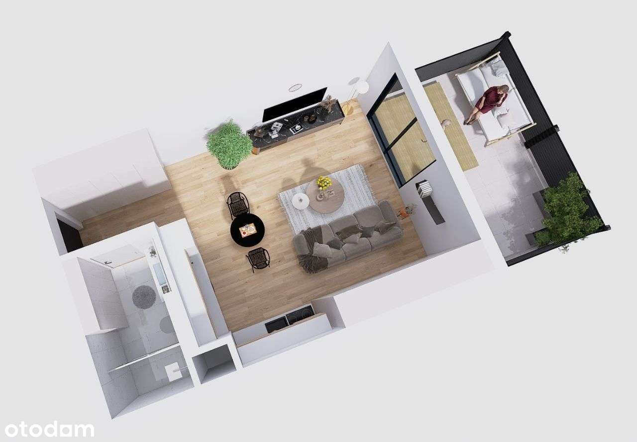 Mieszkanie A01 - przestronne jednopokojowe mieszkanie z ogródkiem - Pełny obrazek: 3/8