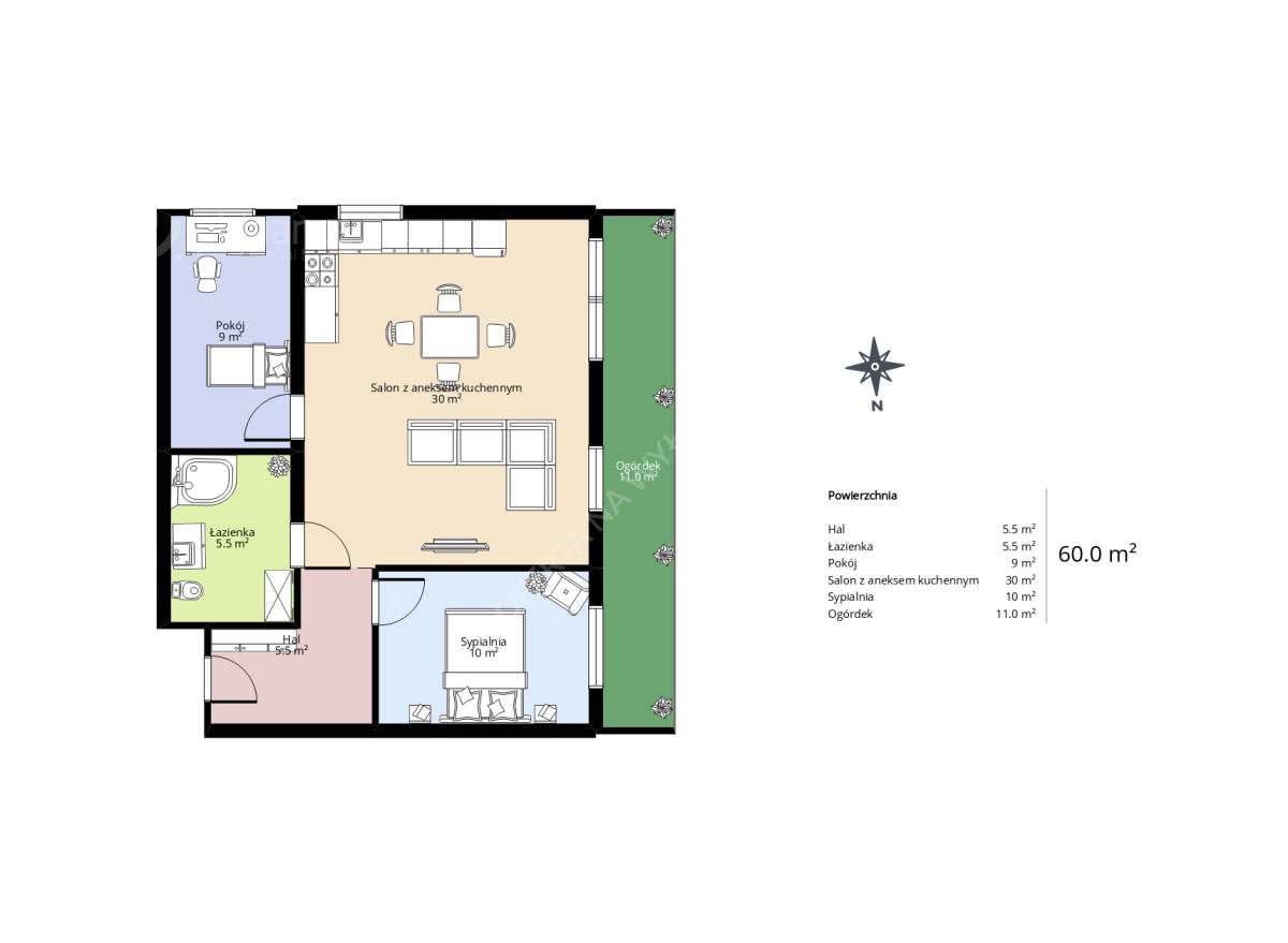 Gdańsk Jasień| 60m2, 3 pokoje, OGRÓDEK|2xHala-16