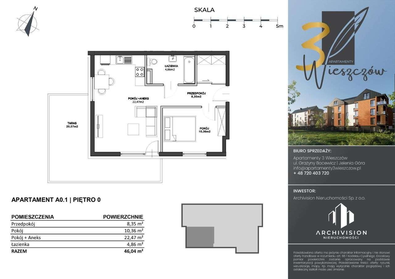 Apartamenty 3 Wieszczów | apartament A0.1 - Pełny obrazek: 2/7