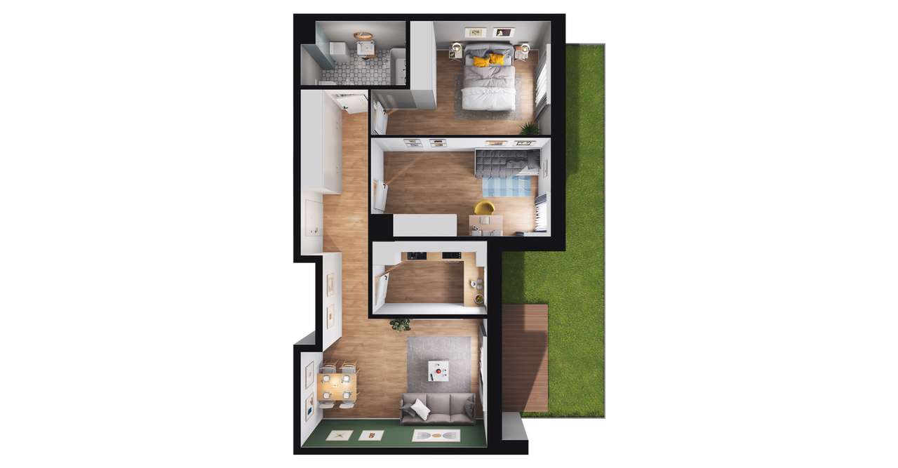 3-pokojowe mieszkanie 65m2 + ogródek - Pełny obrazek: 2/8