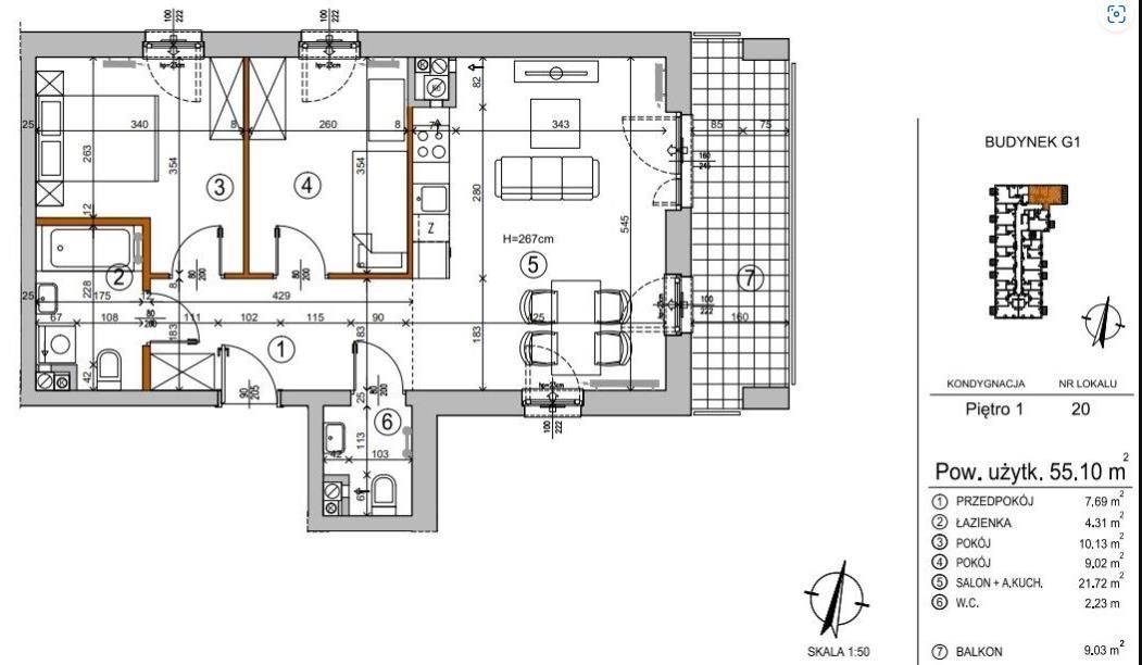 3 pokoje ciche Rembertów 55 m2 od Dewelopera
