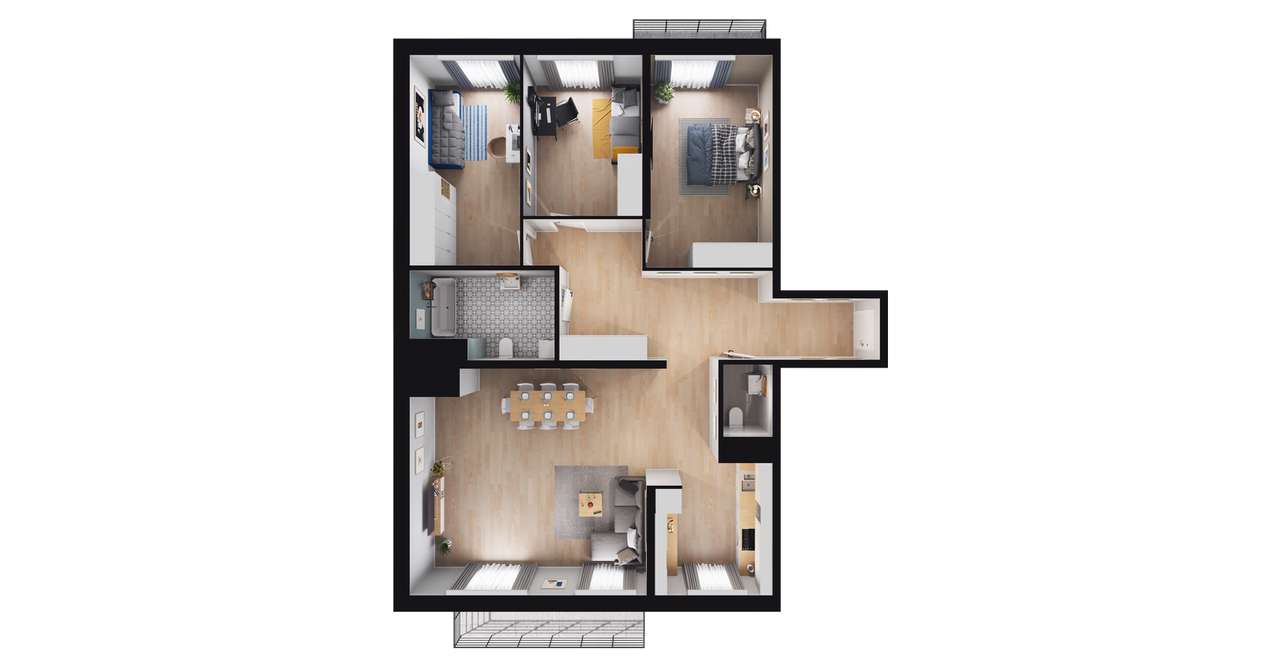 4-pokojowe mieszkanie 112m2 + 2 balkony - Pełny obrazek: 2/8
