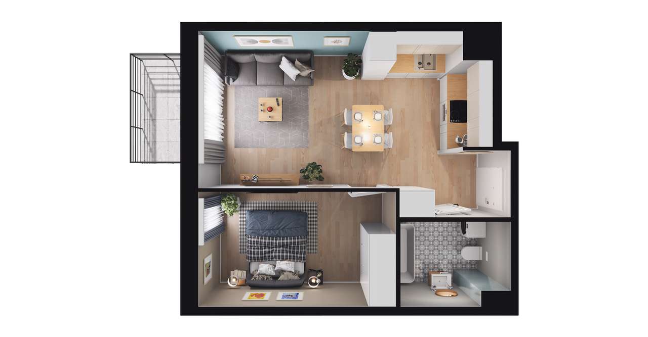 2-pokojowe mieszkanie 38m2 + balkon Bezpośrednio - Pełny obrazek: 2/8