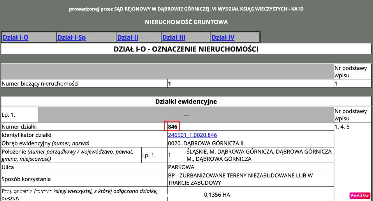 Działka budowlana Dąbrowa Górnicza ul.Parkowa Pogoria III-4
