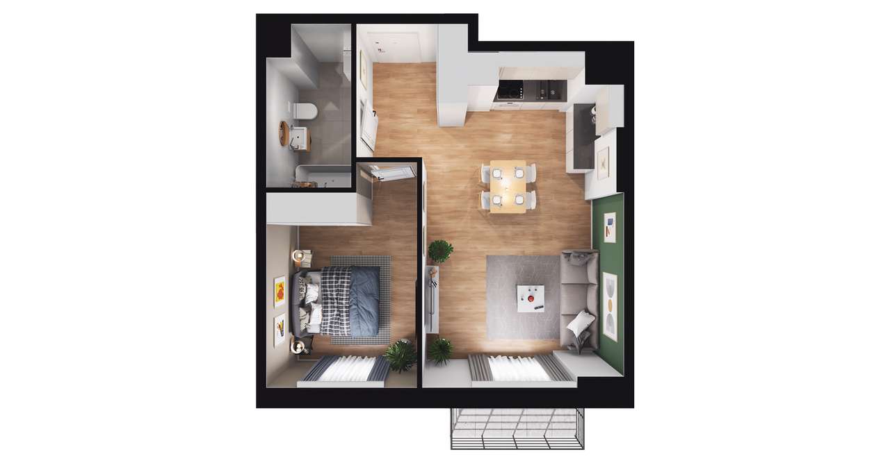 2-pokojowe mieszkanie 43m2 Bez Pośredników - Pełny obrazek: 2/8