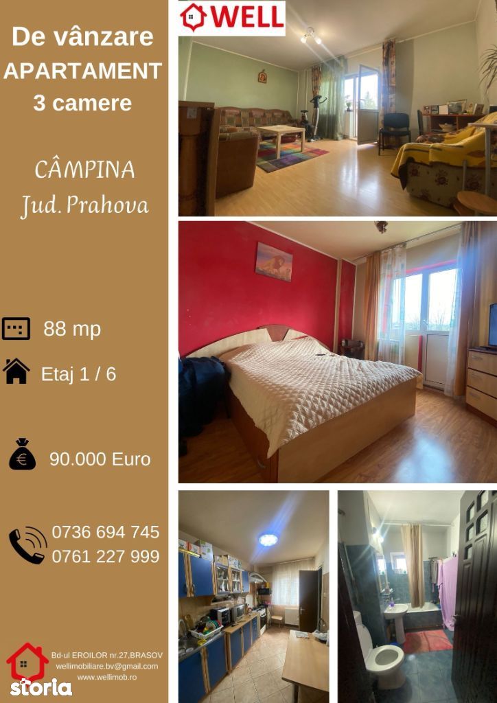 De Vanzare Apartament 3 camere in Campina, ultracentral