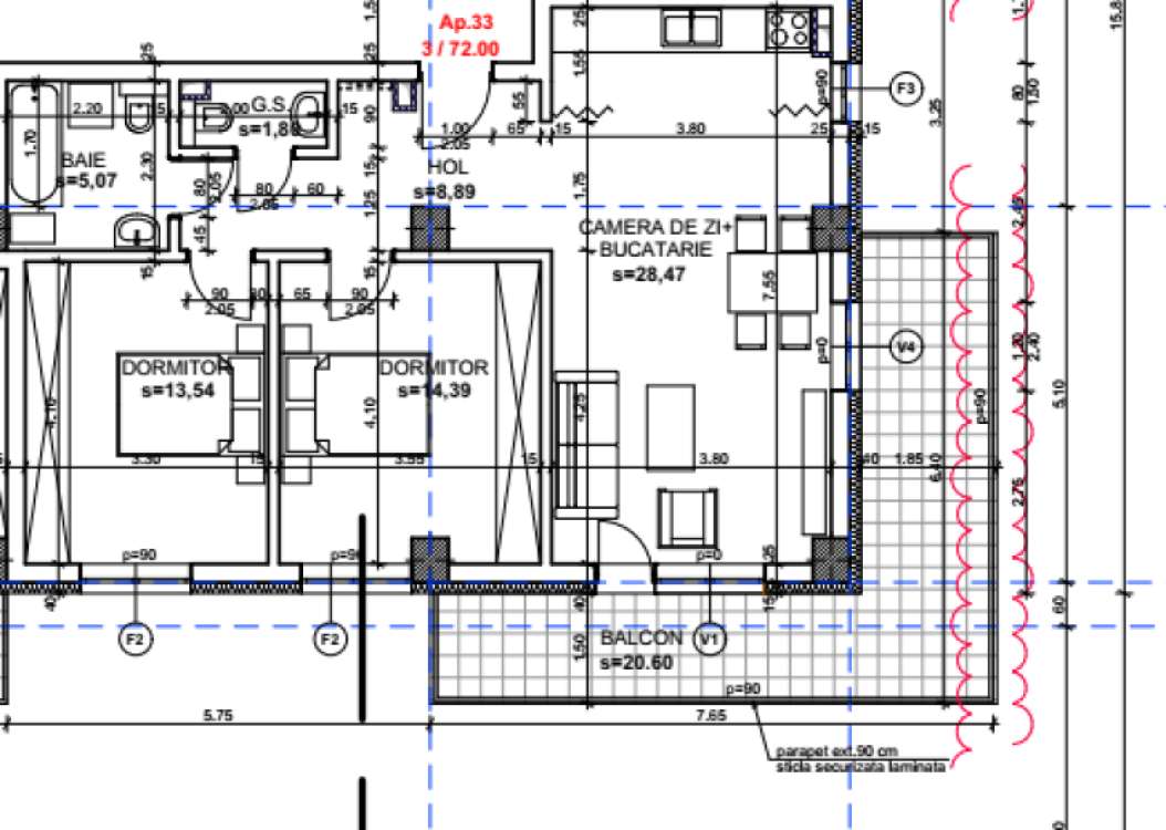 Constructor vand apartament  3 camere in bloc nou cu carte funciara - Imagine principală: 5/20
