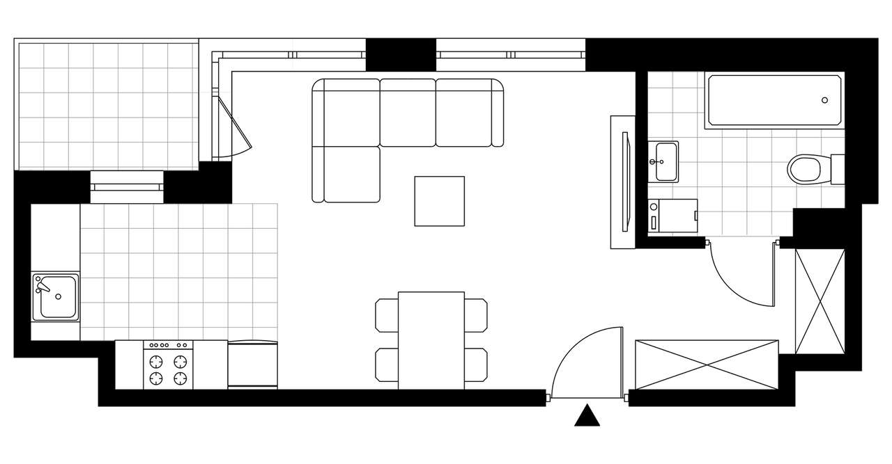 1-pokojowe mieszkanie 33m2 + balkon Bezpośrednio - Pełny obrazek: 3/8