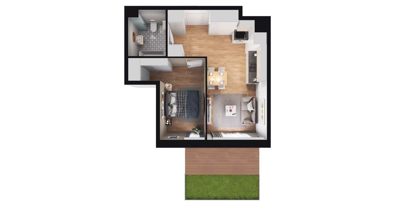 2-pokojowe mieszkanie 38m2 + ogródek Bezpośrednio - Pełny obrazek: 2/8