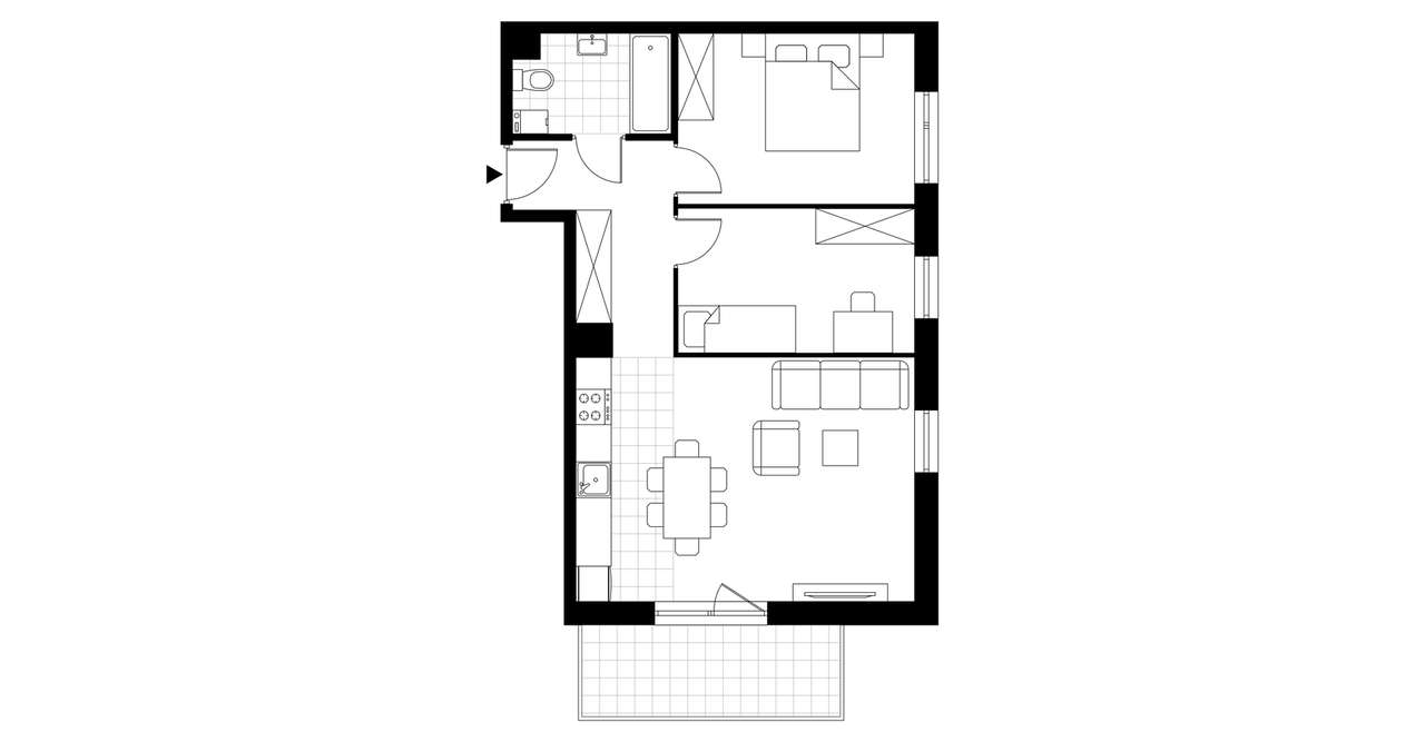 3-pokojowe mieszkanie 58m2 + balkon - Pełny obrazek: 3/8