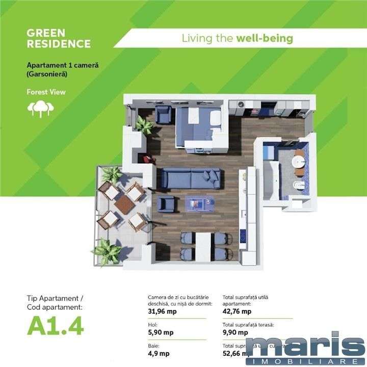 Apartamente cu 1 camere Tudor - Green Residence amenajate.-4